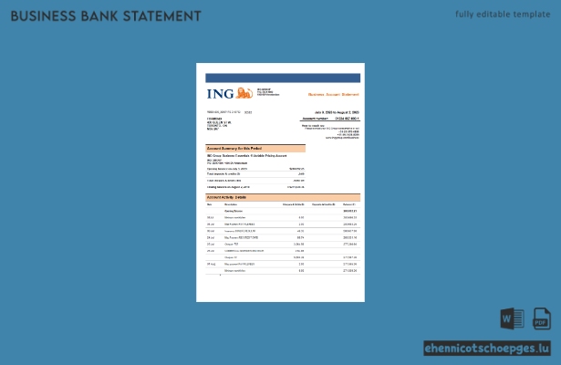 Beispiel eines Kontoauszugs der ING Group Bank (Word- und PDF-Datei)